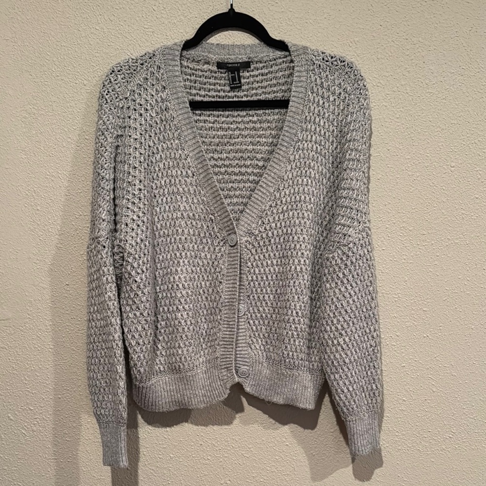 Forever 21 Gray Chunky Knit Cardigan